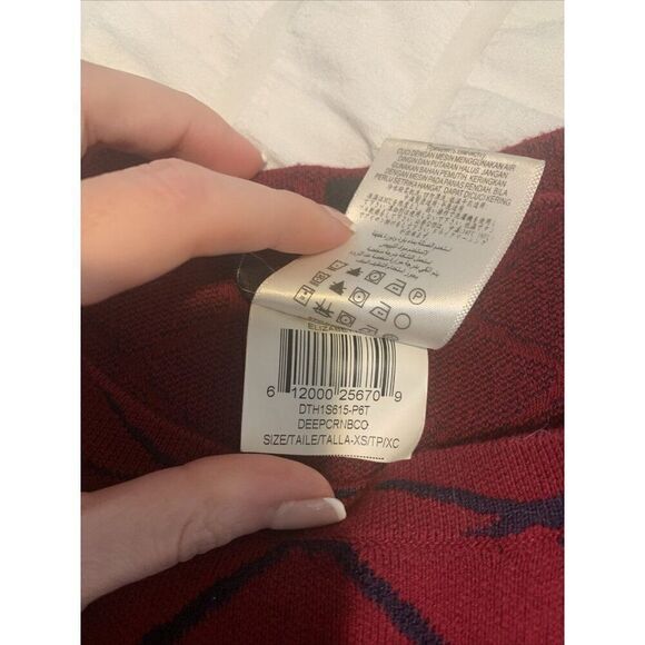 Bcbg Maxazria Red Blue Elizabetta Long Sleeve Sweater Top Xs - Picture 4 of 4